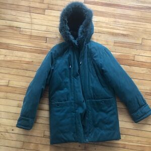 Dark Green Down Filled Vintage Winter Coat